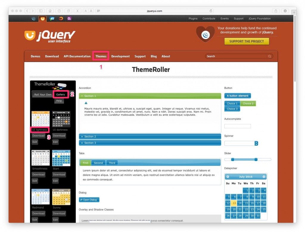 JQuery Datepicker デザイン選択画面